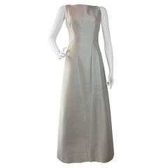 1960s Bob Bugnand Ivory Shantung Sculpted Evening Gown