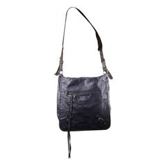 BALENCIAGA Blue DISTRESSED Leather BESACE MESSENGER LARGE Shoulder Bag 3