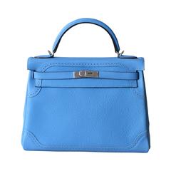 HERMES Kelly Ghilies Paradise Blue Clemence 32'