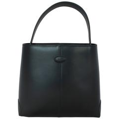Tods Black Leather Top Handle Bag with Crossbody Strap SHW