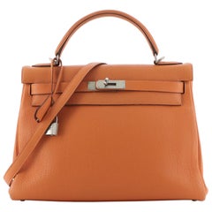 Hermes Kelly Handbag Orange H Togo with Palladium Hardware 32