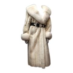Christian Dior Fourrure Fox Trimmed White Mink Fur Coat at 1stDibs