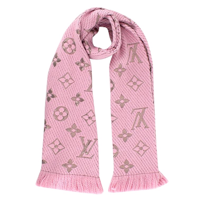 Louis Vuitton Daily Monogram Stole Scarf Wool Silk And Cotton Blend in Pink