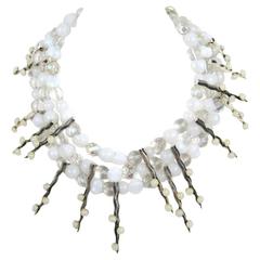 1990s Philippe Ferrandis Glass Choker Bib Necklace New Never worn 11