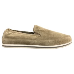 PRADA Size US 9.5 Taupe Suede Slip On Loafers