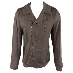 NICE COLLECTIVE M Brown Cotton Motorcycle Style Jacket