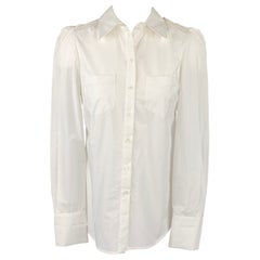 TARA JARMON White Poplin Cotton Buttoned Open Back Blouse