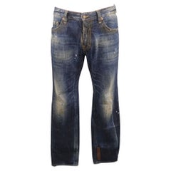 DSQUARED2 Size 34 Indigo Distressed Denim 34 Zip Fly Jeans
