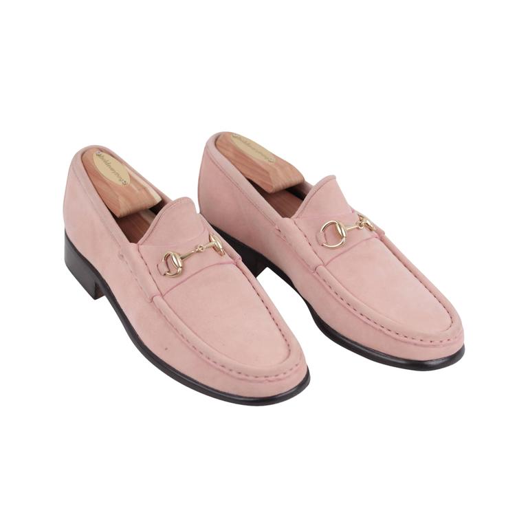 pink suede loafers