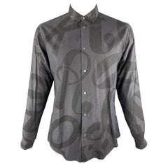 VIKTOR & ROLF Size L Charcoal Print Cotton Long Sleeve Shirt