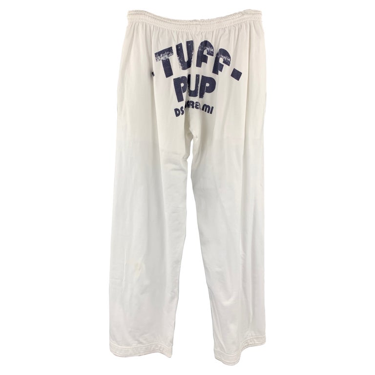DSQUARED2 Size 30 Tuff Pup White Cotton Graphic Sweatpants at 1stDibs