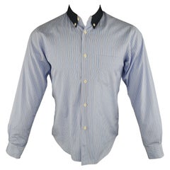 COMME des GARCONS SHIRT Größe M Blau gestreiftes langärmeliges Baumwollhemd mit Streifen