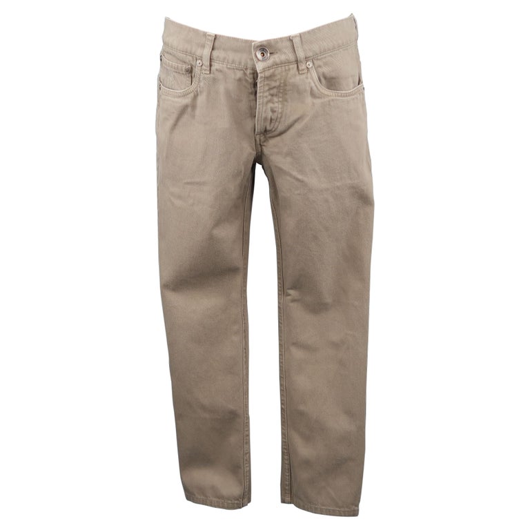 BRUNELLO CUCINELLI Size 30 x 28 Slim Low Rise Oatmeal Solid Denim Jeans For  Sale at 1stDibs