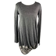 HACHE Size 6 Silver Wool Blend Metallic Long Sleeves Bubble Hem Dress