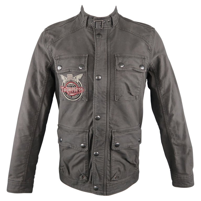 TRIUMPH for LUCKY BRAND S Gray Motorcycle Jacket For Sale at