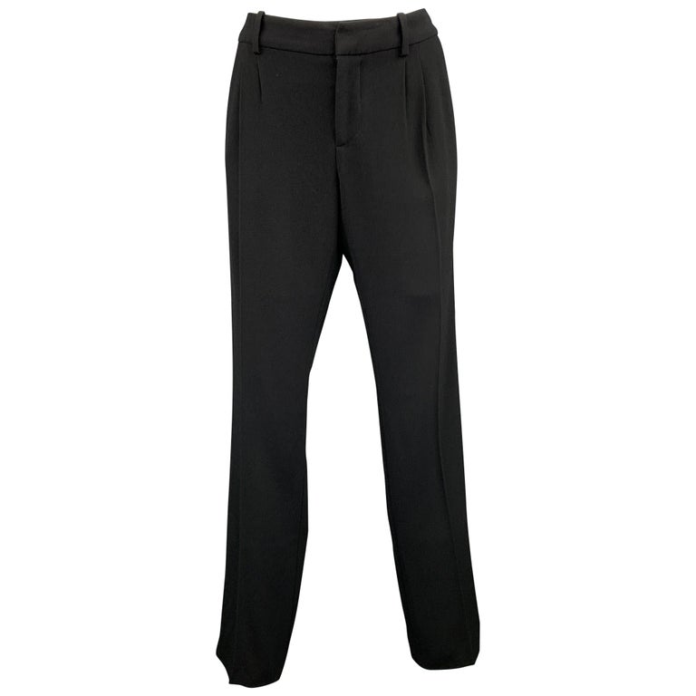 LOUIS VUITTON Size 36 Black Solid Polyester Wool Wide Leg Dress Pants