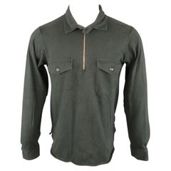 ENGINEERED GARMENTS Talla M Jersey con cremallera de algodón sólido gris oscuro