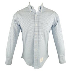 THOM BROWNE Size S Blue & White Checkered Cotton Long Sleeve Shirt