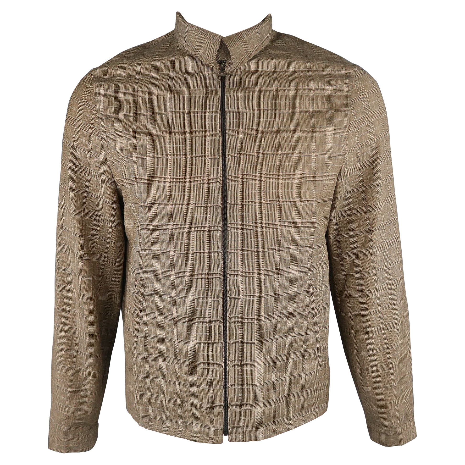 NEIL BARRETT Chest Size M Tan Plaid Wool Bomber Jacket