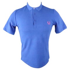 FRED PERRY x RAF SIMONS Size S Royal Blue Solid Cotton Buttoned POLO Shirt
