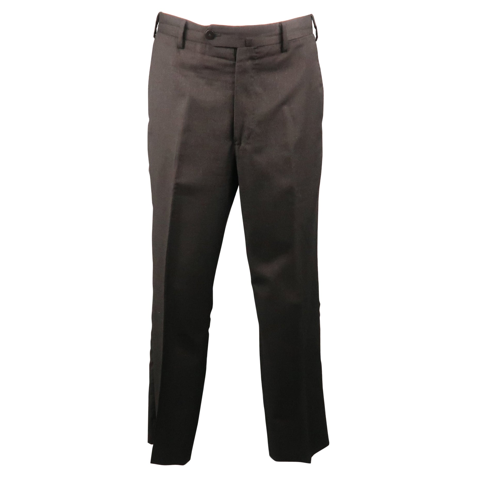 Men's BORRELLI Size 32 Dark Gray Solid Wool Flat Front Dress Pants at ...