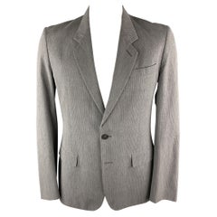 MARTIN MARGIELA 40 Regular Gray Stripe Cotton Notch Lapel Sport Coat
