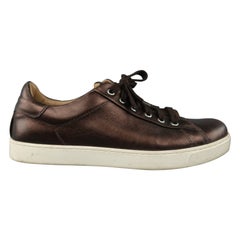 GIANVITO ROSSI Taglia 8 Scarpe da Ginnastica Basse in Pelle Metallizzata Marrone