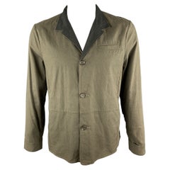 NICE COLLECTIVE L Olive Linen Notch Lapel Jacket