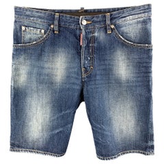 DSQUARED2 Size 34 Indigo Wash Cotton Button Fly Shorts