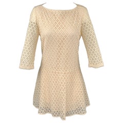 SEE By Chloe Size 2 Cream Lace Cotton / Nylon Elastic Waistband A-Line Dress