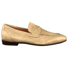 MAURO VOLPONI Size 8 Taupe Solid Leather Slip On Loafers