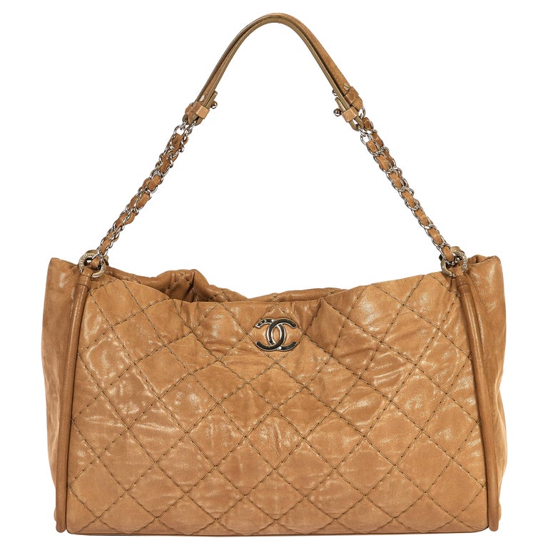 Chanel Glazed Nabuk Beige Shoulder Bag For Sale at 1stDibs