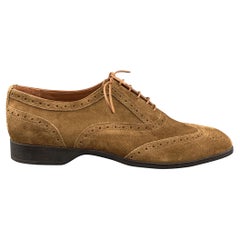 RALPH LAUREN Size 8 Brown Perforated Suede Wingtip Lace Up Shoes