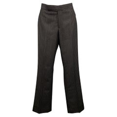 RALPH LAUREN COLLECTION Size 2 Black & Grey Striped Wool Dress Pants