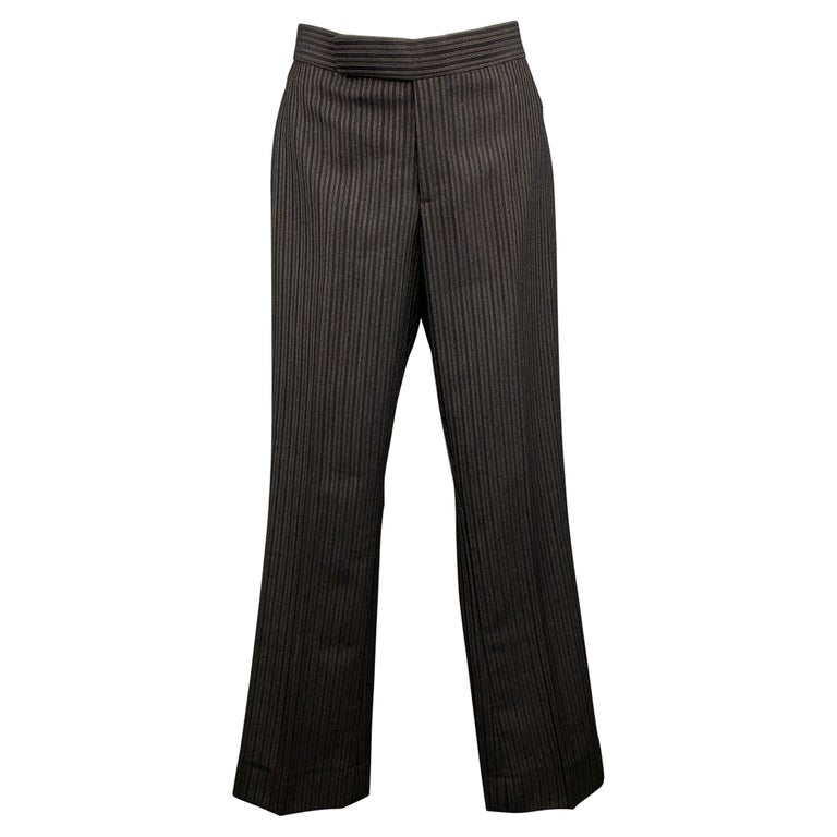 RALPH LAUREN COLLECTION Size 2 Black and Grey Striped Wool Dress Pants ...