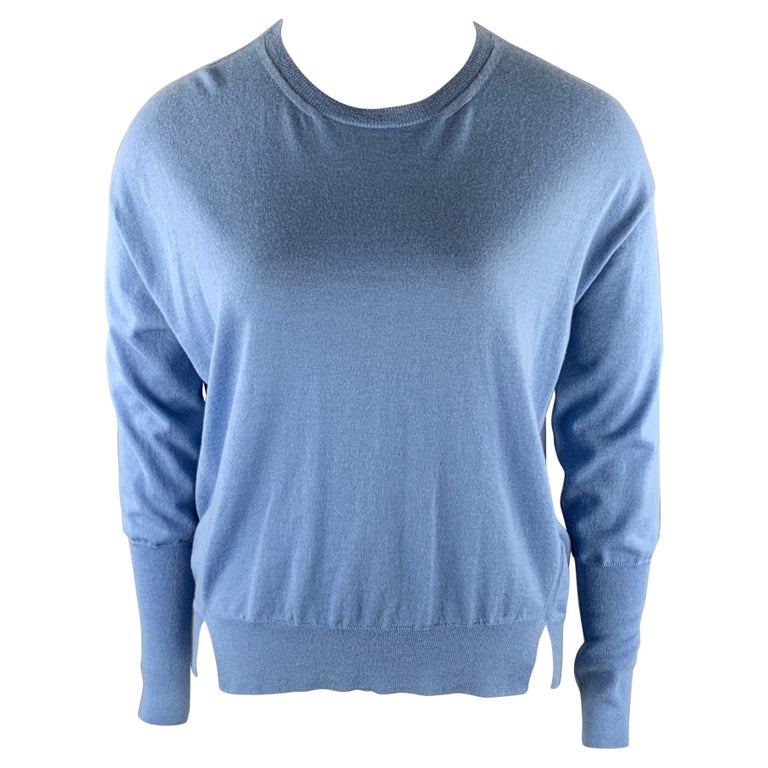 GIORGIO ARMANI Size 12 Light Blue Cashmere Slit Pullover Sweater For Sale  at 1stDibs