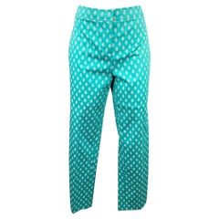 DONCASTER SIGNATURE Size 2 Blue & White Tapestry Cropped Cotton Dress Pants