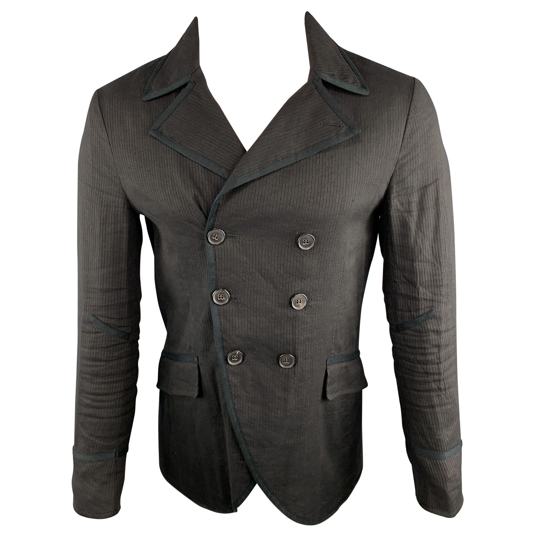 JOHN VARVATOS Size 34 Solid Black Viscose Blend Double Breasted Jacket