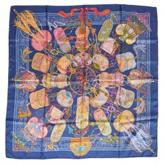 Gucci Indian Design Blue Silk Scarf