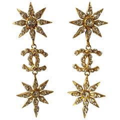 Vintage Chanel Double CC  Star Diamante Earrings 
