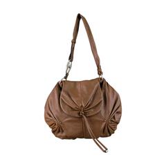 YVES SAINT LAURENT by TOM FORD Brown Ruched Leather Shoulder Bag Fall 2003