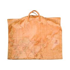 OLVIERO MARTINI Tan Canvas Global Map PVC Garment Bag