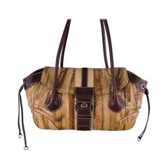 PRADA Tan Python Belt Buckle Shoulder Handbag