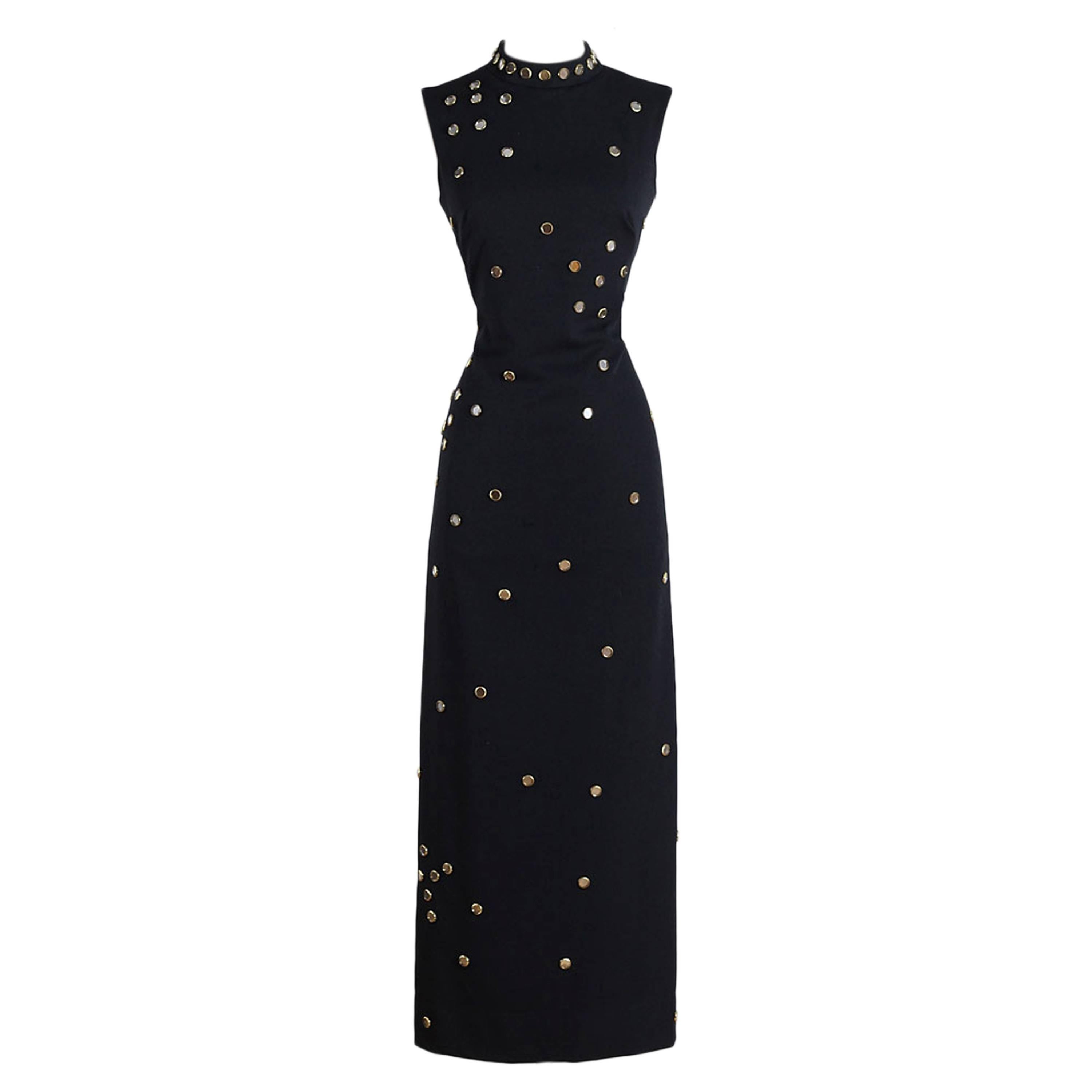 Vintage 1970s S. Eisenberg Jeweled Maxi Dress For Sale