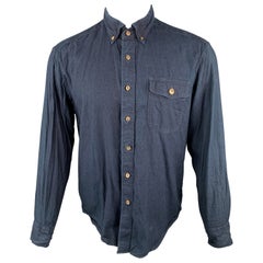 45rpm Size M Indigo Wash Dyed Cotton Button Down Long Sleeve Shirt