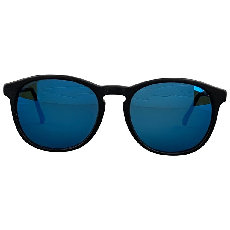 ILLESTEVA Black Acetate Oval Sunglasses at 1stDibs