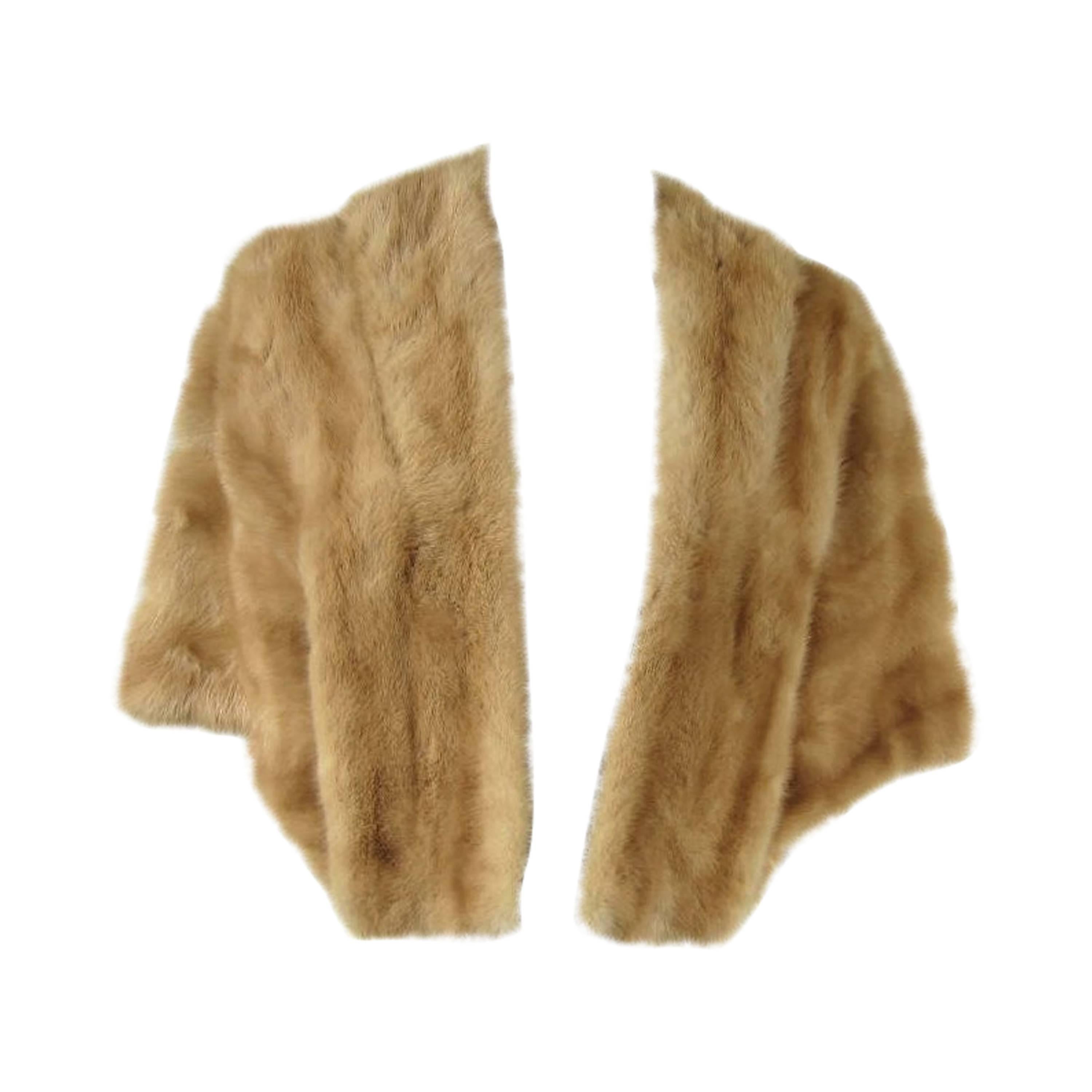 Vintage 1960s Timeless Pastel Mink Shrug Jacket Stole