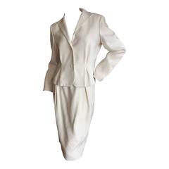 Halston 1970's Ivory Linen Skirt Suit from I.Magnin