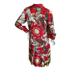 Hermes Vintage 1960's Silk Dress in Ascot 1831 Scarf Print