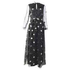 1970s Oscar De La Renta black and silver paillette dress 2